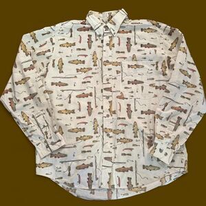 Vintage Wrangler Rugged Wear Fish and Tackle Novelty Print Shirt